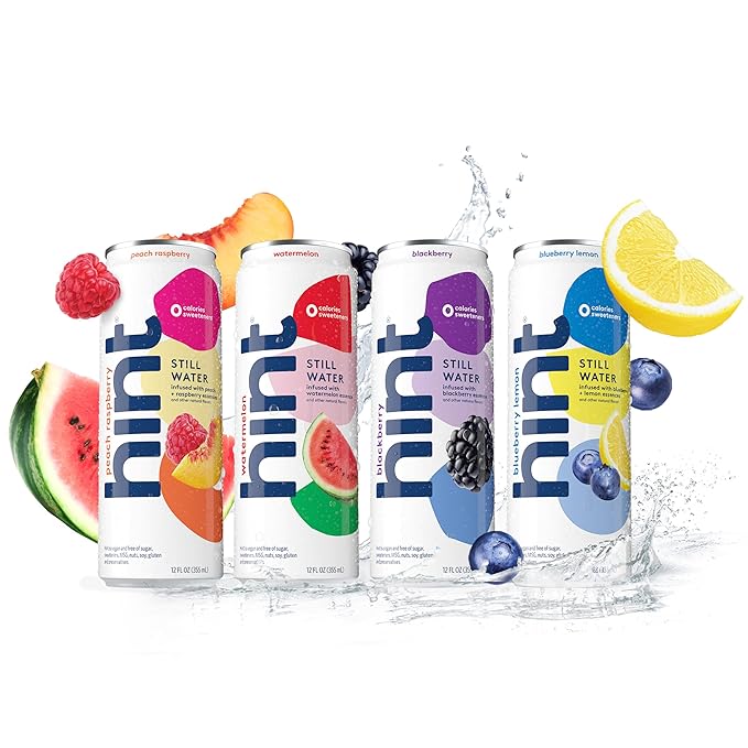 Hint Canned Water, Blueberry Lemon - Purified Flavored Water with Zero Calories, Natural Flavors, and Sugar Free - 12 Fl Oz Cans (Pack of 12)