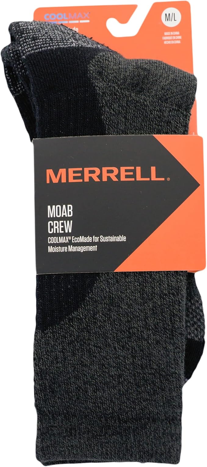 Merrell unisex-adult Men's and Women's Moab Hiking Mid Cushion Socks - Moisture Wicking & Arch Support