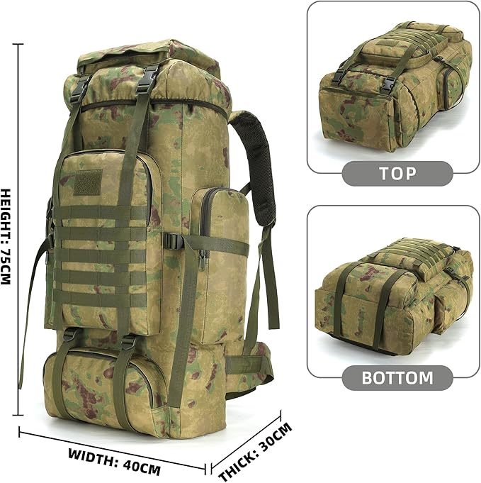 King'sGuard 70L Camping Hiking Backpack Tactical Backpack Military Molle Rucksack Backpack for Outdoor