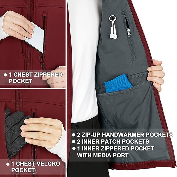 33,000ft Men's Lightweight Softshell Vest Outerwear Zip Up Fleece Lined Windproof Sleeveless Jacket for Golf Running Hiking