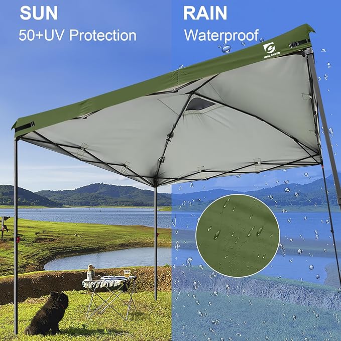 10x10 Pop Up Canopy Replacement Top Cover with Air Vent for Straight Leg Canopy Tent, Waterproof for Outdoor Garden Patio Camping Sun Shade(Top Only) (Olive Green, 2)