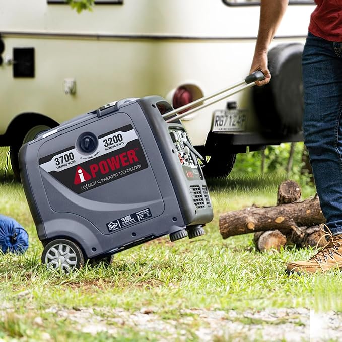 A-iPower Portable Inverter Generator, 3700W RV Ready, EPA Compliant, Portable with Telescopic Handle for Backup Home Use, Tailgating & Camping (AP3700i)