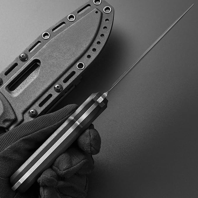 GTK4 Fixed Blade Knife AUS-8 Steel Blade Nylon Fiberglass Handle Full Tang EDC Tool Knifes for Outdoor Camping Survival Adventure(black)