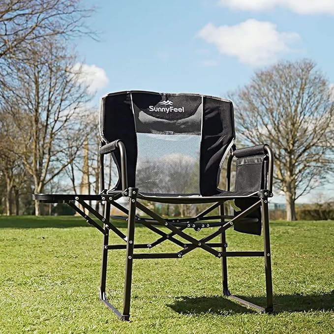 SUNNYFEEL Oversized Camping Directors Chair, Portable Folding Lawn Chairs for Adults Heavy Duty with Side Table,Pocket for Beach, Fishing,Picnic,Concert,Tailgating,Outdoor Foldable Camp Chair