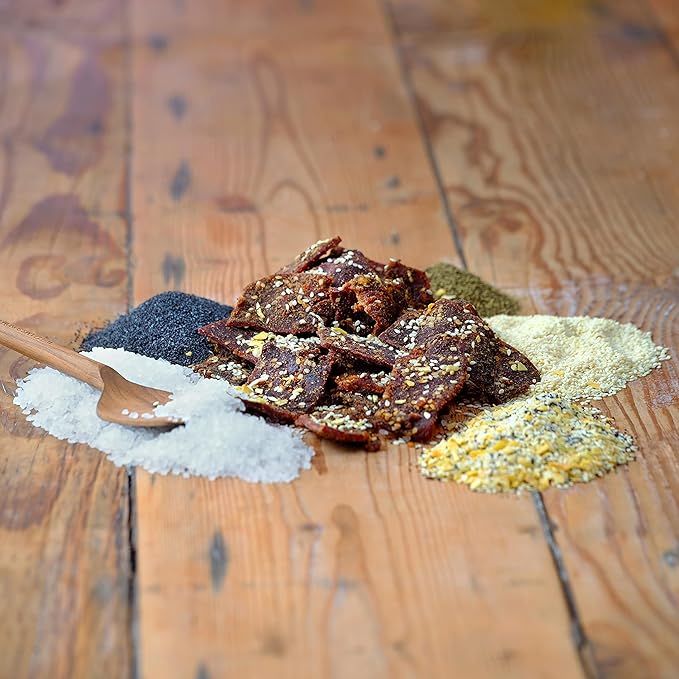 Field Trip Grass Fed Beef Jerky, Healthy Gluten Free Snacks, All Natural, Paleo-Friendly Meat Snacks, High Protein, Low Carb Snack with No Nitrates, 12oz Bag, Everything Bagel
