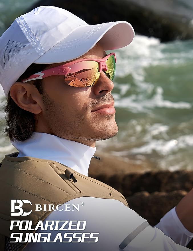 BIRCEN Polarized Sport Sunglasses for Men: UV Protection Fishing Shades for Golf Baseball Driving Motorcycle BC3065