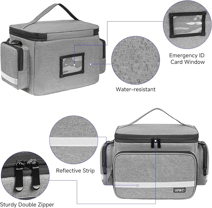 Medical Bag,First Aid Bag Empty,Home Health Nurse Bag with Detachable Divider,Medical Supplies Storage Tote for Nursing Student,Therapist,Doctors,Grey