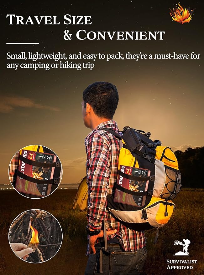 Fire Starter, Easy-Burning Fire Starter Squares for Wood Stoves, Campfires, Grill Pit and Fireplace, Natural & Waterproof BBQ Fire Starters, 64 Mini Square