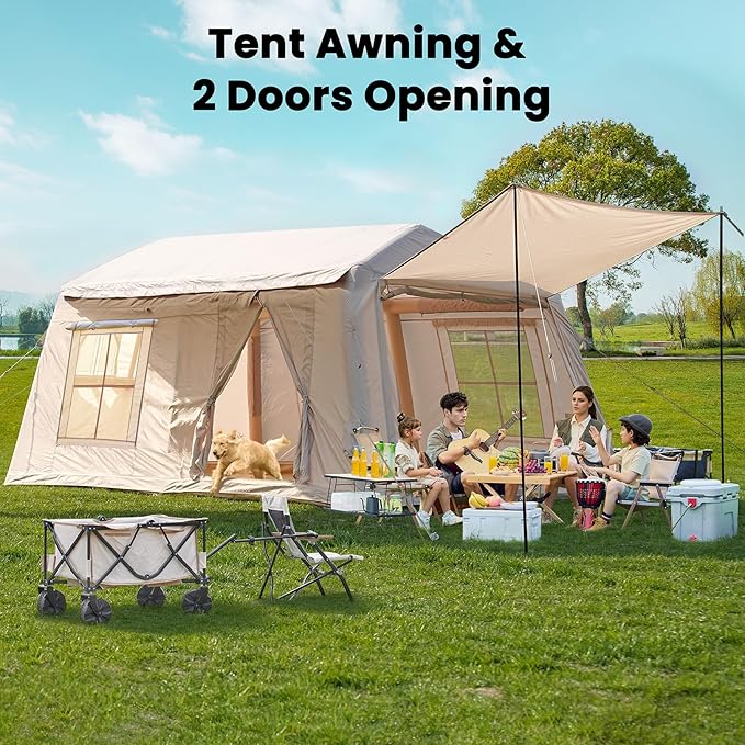 Inflatable Tents for Camping, Blow Up Tent with Hand Pump, Easy Setup InflatableTent 4 Season Tent, Waterproof Oxford Air Glamping Tents for Camping Adult 4/6/8 Person