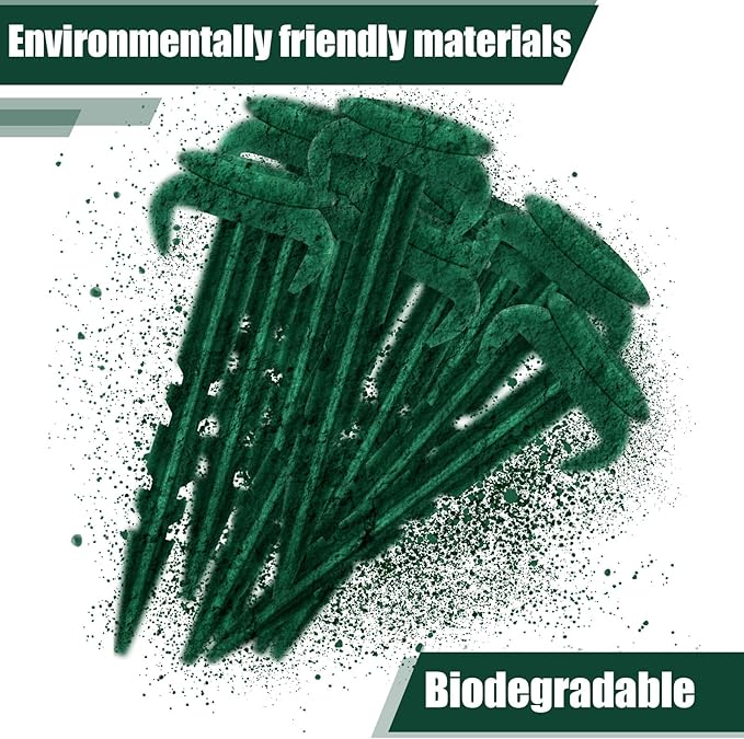 100 Pcs Sod Garden Stakes Bulk, Biodegradable Stakes, Landscape Stake for Membrane, Sod Staples Tent Stake, Netting, Turf, Landscaping and Gardening (6 Inch)