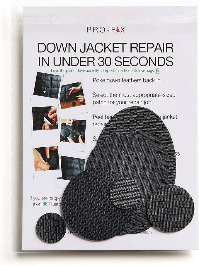 Self-Adhesive Waterproof Repair Patch Kit - 30-Second Fix for Down Jackets, Tents, Sleeping Bags, Backpacks, Outdoor and Camping Gear - Pre-Cut Nylon Ripstop Patches, Multiple Colors - Black
