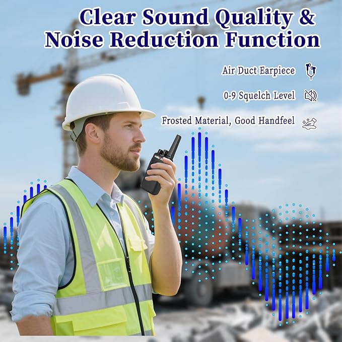 MT12D Walkie Talkies for Adults, Long Range FRS Two Way Radio Rechargeable with Earpiece, 1500mAh USB-C Port Battery, Radios Walkie Talkies 6 Pack for Construction School Camping