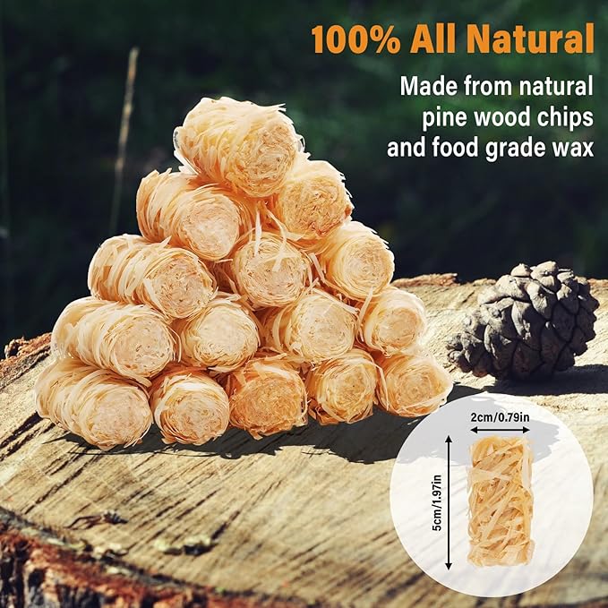 HGD Natural Fire Starters (50pcs) - Weather-Resistant Charcoal Starters for Indoor Fireplace, BBQ, Campfire, Wood Stove, Chimney, Fire Pit, Grill & Outdoor Use - Easy Lighting