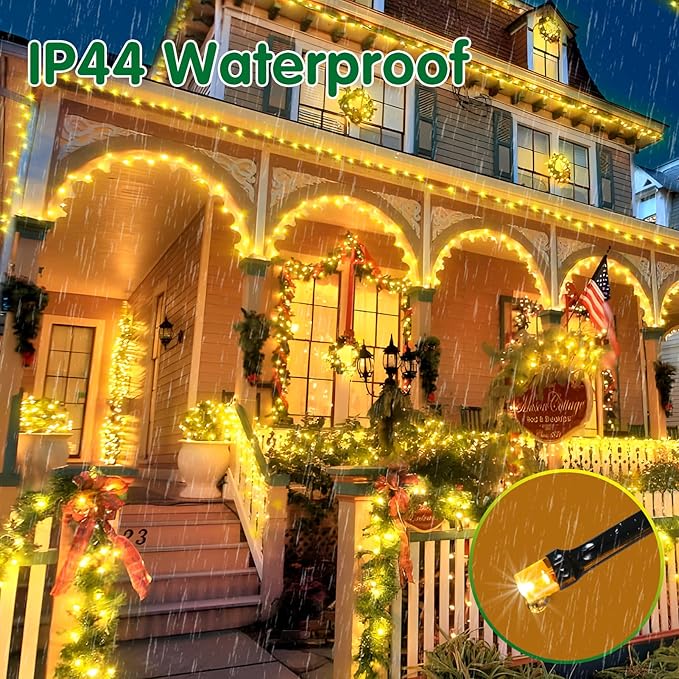 XURISEN 403FT 1000 LED Christmas Lights Outdoor Green Wire String Lights 8 Modes with Timer Memory Waterproof Fairy Light Plug in for Xmas Tree Wedding Yard Party Holiday Decorations(Warm White)