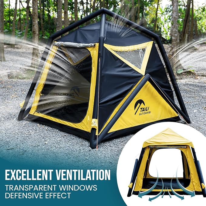 TAILI Inflatable Blow Up Tent for Camping with Hand Pump for 2/3/4/6 Person, Easy Setup Outdoor Inflatable Oxford Waterproof Air Tent House for Family Camping Adult