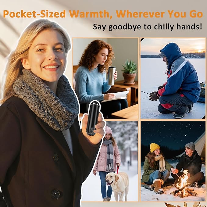 3-in-1 Magnetic Hand Warmers Rechargeable 2 Pack, 10000mAh Portable Electric Hand Warmer, AI Smart Chips 18 Hrs Long Heat, Reusable USB Heater for Hunting, Camping, Christmas Essentials, Women, Men