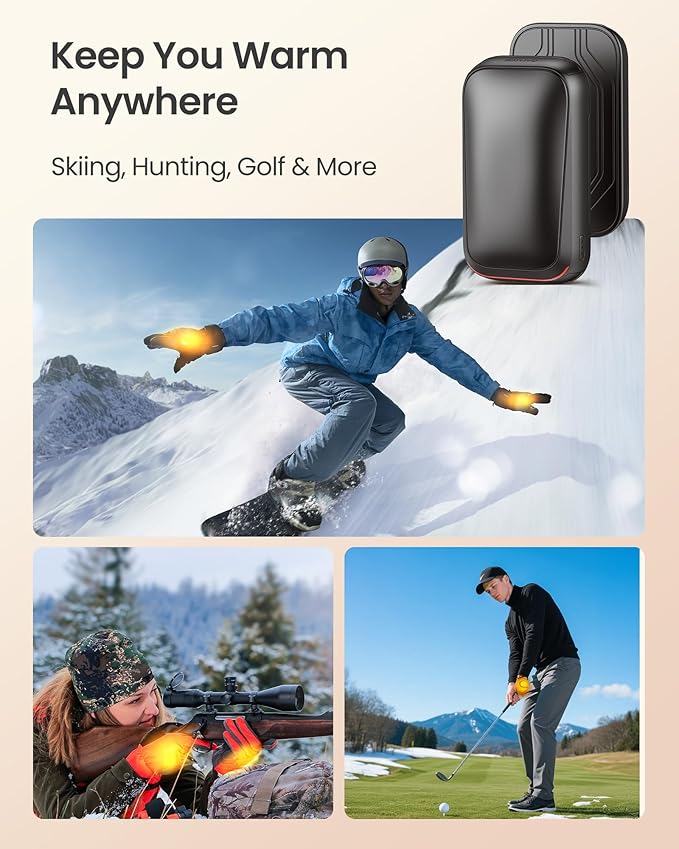 Gaiatop Electric Hand Warmers Rechargeable, Magnetic Pocket Hand Warmer 2-Pack, 3s Fast Heating, Fits in Gloves, for Winter Sports, Hunting Accessories, Stocking Stuffers Gifts for Men Women