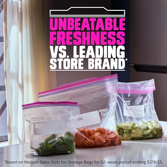 Ziploc Gallon Food Storage Bags, Stay Open Design with Stand-Up Bottom, Easy to Fill, 81 Count