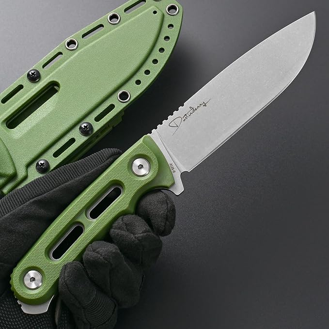 GTK4 Fixed Blade Knife AUS-8 Steel Blade Nylon Fiberglass Handle Full Tang EDC Tool Knifes for Outdoor Camping Survival Adventure(green)