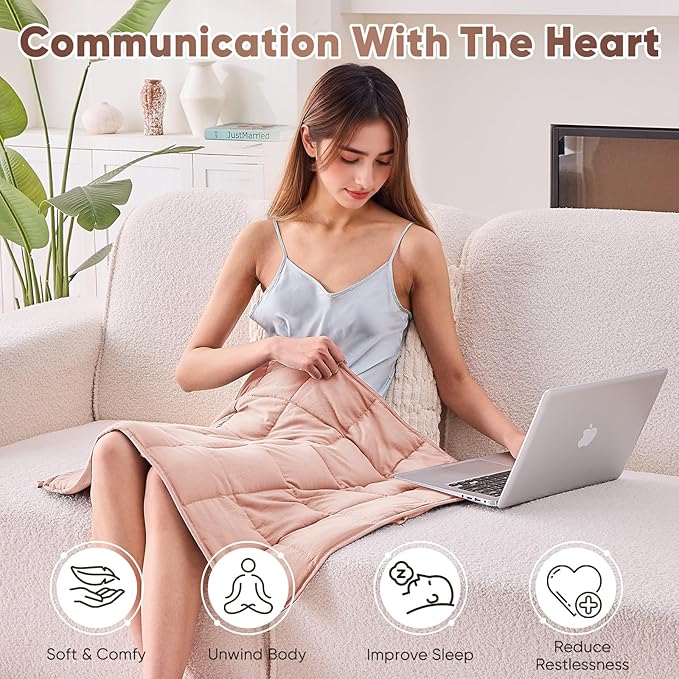 Pink Weighted Lap Blanket for Adults 7lbs, 24"x29" Cooling Heavy Blanket, Portable Travel Weighted Blankets, Soft Small Blankets for Sleeping