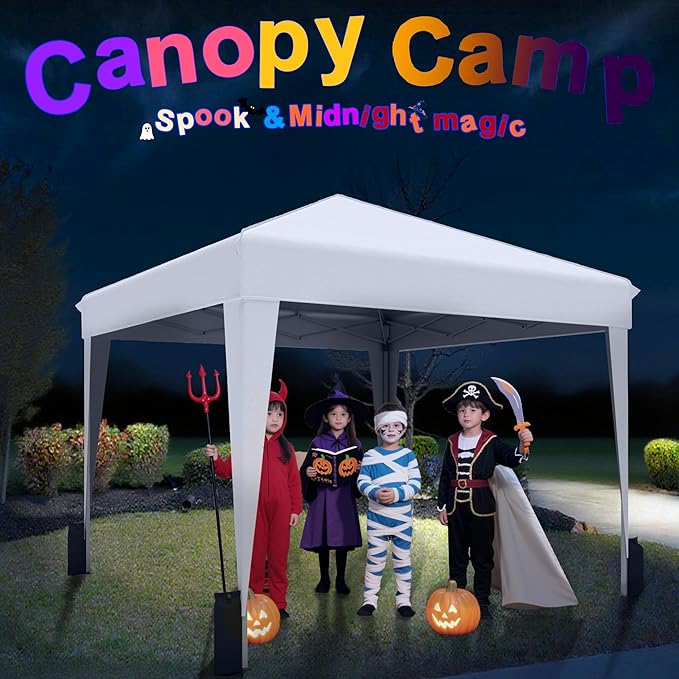 SANWAY 10x10 Pop Up Canopy Tent, One-Button Easy Setup, Outdoor Sun Shade for Events, Camping, Parties, Beach Tent - Silver White (Silver White, 10'x10')