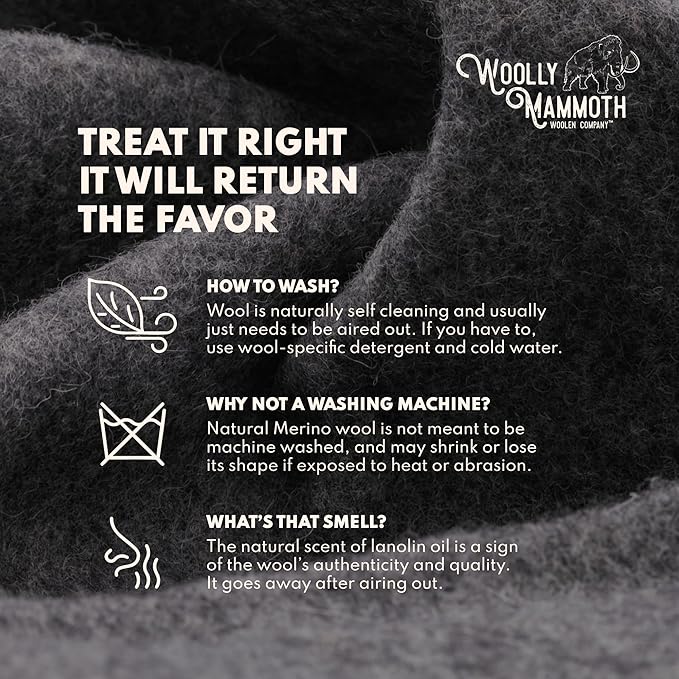 Woolly Mammoth Woolen Company Merino Wool Throw Blanket - 66 x 90 in, 4 lb, Hunter Green - Heavyweight & Breathable - Camping Essentials & Hunting Essentials