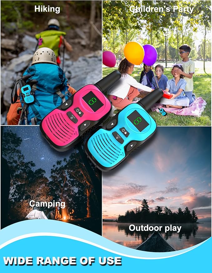 Walkie Talkies for Kids Rechargeable 2 Pack: Walkie-Talkies for Kid - Walky Talky for Kids - Long Range Outdoor, Hiking, Camping Toys for 3-12 Year Old Girls Boys Gifts Christmas Games