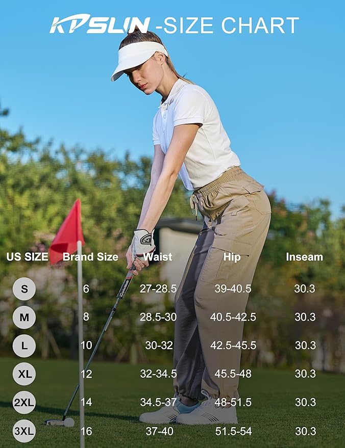 Women's Cargo Hiking Pants Lightweight Casual Quick Dry Straight Leg Camping Travel Pant for Work Golf with Multi-Pocket