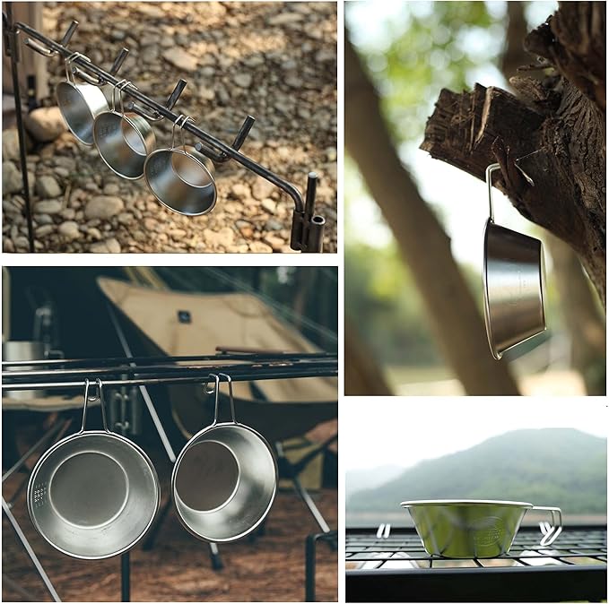 CAMPINGMOON 4pcs Set Stainless Steel Camping Sierra Cup 310ml with Storage Case S220-4P+B
