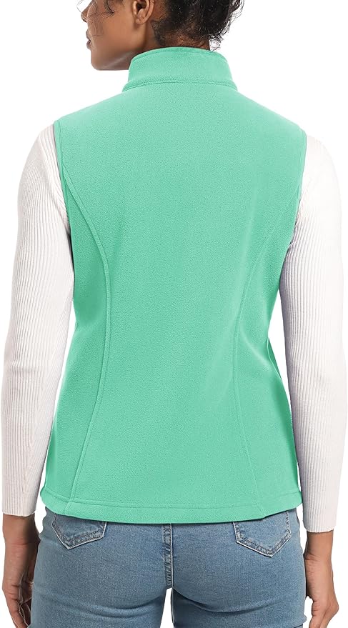 TACVASEN Women's Fleece Vest Lightweight Warm Vests Outerwear Sleeveless Zip Jacket Fall Winter Soft Vest with Pockets