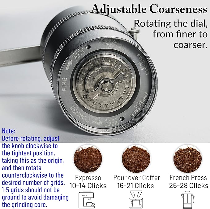 CAMPINGMOON Manual Coffee Grinder Coffee Mill Camping Stainless Steel Portable Small CC-115