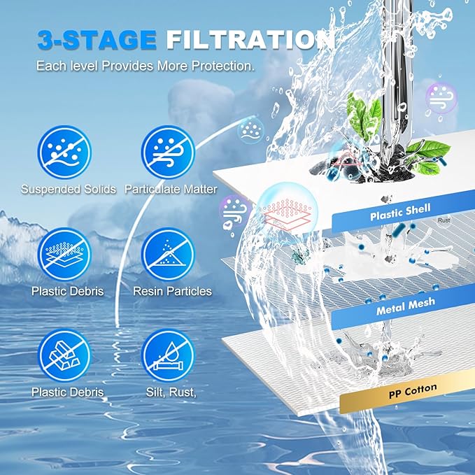 Purewell® K8680 RO Water Purifier System,Replacement Component PP Cotton Pre-Filter,3-Stage Portable Water Filtration,Survival Gear Purification for Drinking,Team Camping,Travel