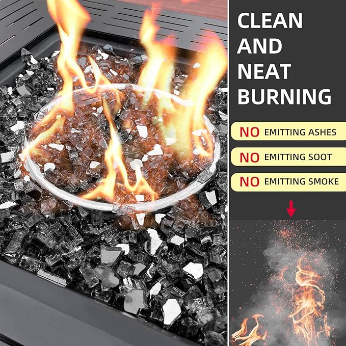 10 Pounds Fire Glass 1/2 Inch High Reflective Tempered Firepit Glass Rocks for Fireplace, Fire Pit Table, Fire Bowl and Landscaping (Onyx Black)