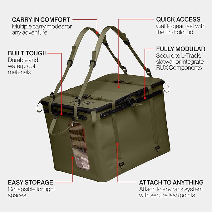 70L Collapsible Gear Box (Green) - Modular Adventure Storage Solution For Camping Storage, Overlanding, Off-road And Van Life - Weatherproof, Durable and Multifunctional