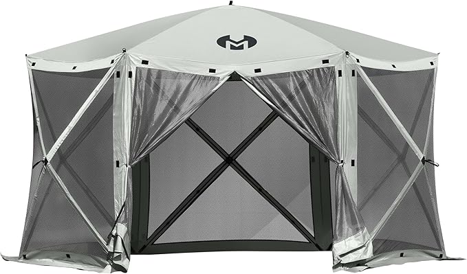Exacme Portable Gazebo Pop up Tent for Camping, Outdoor Four Sides Pop-up Clam Screen Tent with Canopy Shelter, 1024 (6PC, Silver Grey)