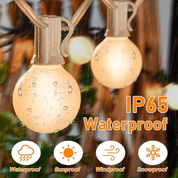 Abeja G40 LED Globe String Lights, 25Ft Outdoor Frosted Patio Lights with 27 Shatterproof Bulbs(2 Spare), Hanging LED String Lights for Outside Backyard Porch Umbrella Bistro Decor, White Wire