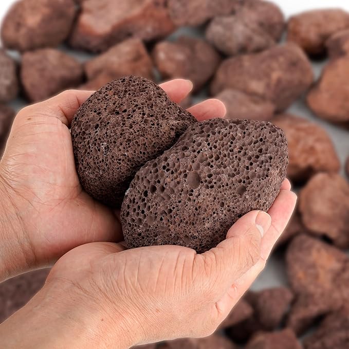 Mr. Fireglass Lava Rock Granules, 2.75"-5" Large Volcanic Lava Rock for for Fire Pits, Fire Bowls, Fire Table and Gas Log Sets, Decorative Landscaping, Indoor & Outdoor Fireplaces - 10 Pounds, Red