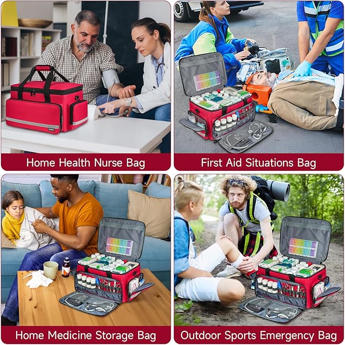 Medical Bag,First Aid Bag Empty,Home Health Nurse Bag with Detachable Divider,Medical Supplies Storage Tote for Nursing Student,Therapist,Doctors