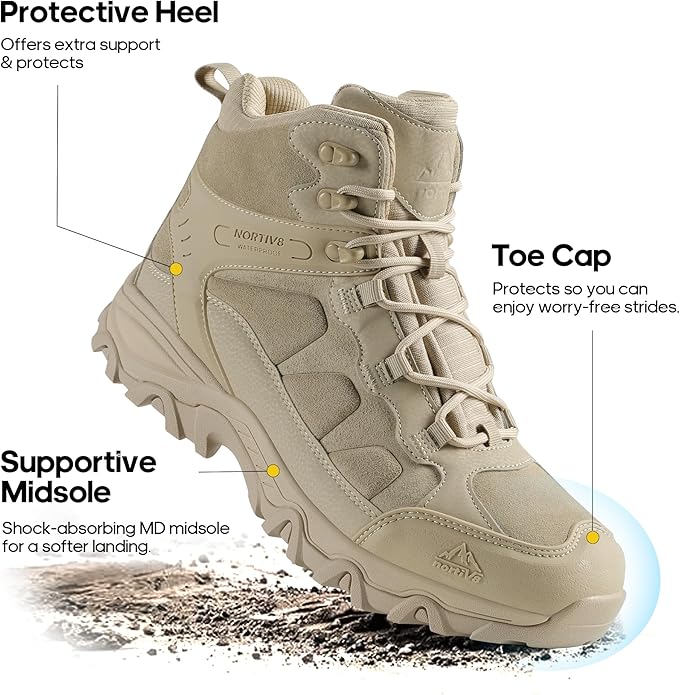 NORTIV 8 Men's Waterproof Hiking Boots Outdoor Mid Trekking Lightweight Mountaineering Shoes Paladin