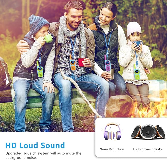 Walkie Talkies for Kids Adults Long Range Rechargeable 2 Pack, USB FRS 2 Way Radio Toys for 3-12+ Year Old Boy Girl Toddler, NOAA Walkie-Talkies 4 Miles for Family Camping Hiking Skiing Cruise