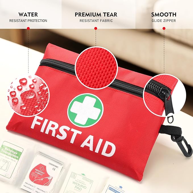 Mini First Aid Kit for Minor Cuts, Scrapes, Sprains, Burns, 194Pcs Portable Compact First Aid Kit for Home, Car, Travel, Camping and Outdoor Emergencies, Small Size Trauma Kits