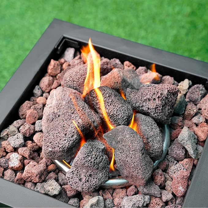 Mr. Fireglass Lava Rock Granules, 2.75"-5" Large Volcanic Lava Rock for for Fire Pits, Fire Bowls, Fire Table and Gas Log Sets, Decorative Landscaping, Indoor & Outdoor Fireplaces - 10 Pounds, Red