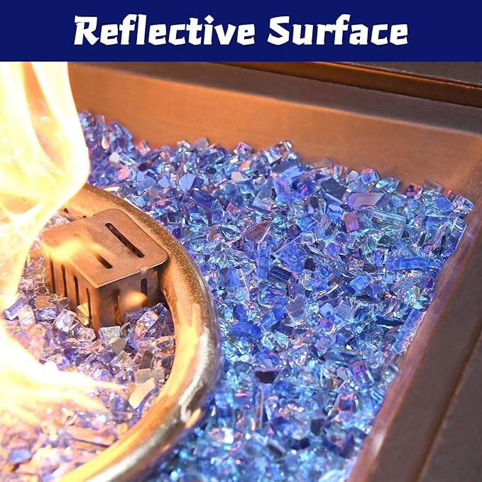 Firepit Glass Beads 20 Pounds, Cobalt Blue Fire Glass for Propane FirePit, Fireplace and Outdoor Decorative, 1/4 Inch Reflective Fire Rocks
