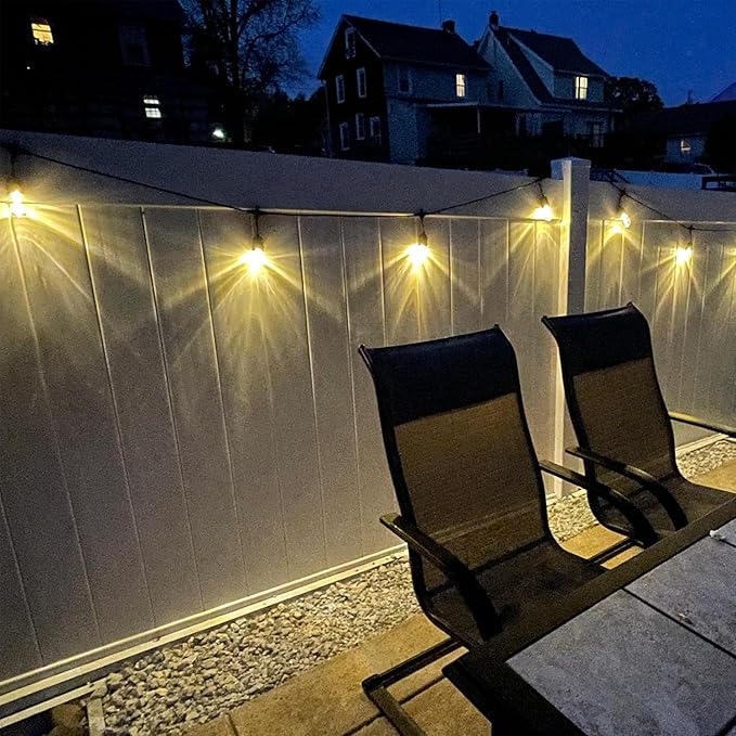 GANA Outdoor String Lights, Patio Lights 75FT Music Flash RGBW Colourful, Safe 12V Low Voltage LED Shatterproof Bulbs Connectable, Heavy Duty Wire IP65 Waterproof Level for Courtyards Cafe Bistro