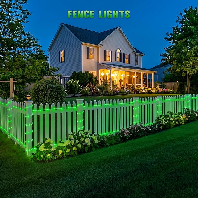 JMEXSUSS 2 * 200 LED Green Solar Rope Lights, 66ft IP 65 Waterproof Solar String Light Outdoor, 8 Modes Christmas Lights for Camp Trampoline Ladder Slide Tent