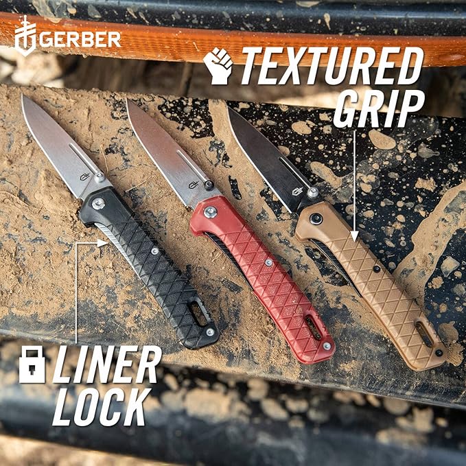 Gerber Gear Zilch Folding Pocket Knife, 3.1 Inch Plain Edge Blade, Drab Red