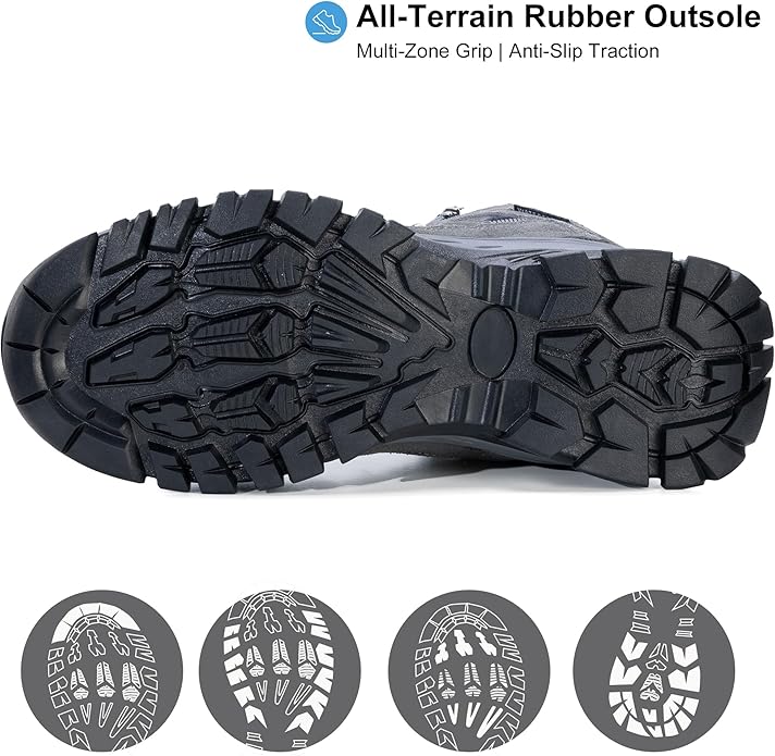 Men's Waterproof Hiking Boots Lightweight Comfortable Leather Outdoor Boots
