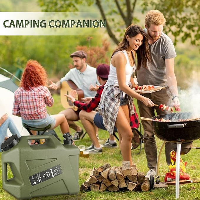 5 Gallon Water Jug with Spigot โ BPA-Free Camping Water Container, Leak-Proof Water Storage Tank, Portable Overlanding Gear for Outdoors, Hiking, Emergency, BBQ & Home Use