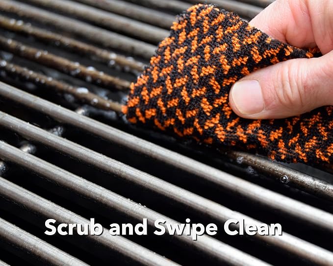 Q-Swiper 2-Minute Miracle Grill & Grate Cleaner | Fast-Acting and Non-Toxic | Cleans and degreases BBQ and Oven cooking grates, racks and walls | Use on Exterior too | Includes Scrub Clean Cloth