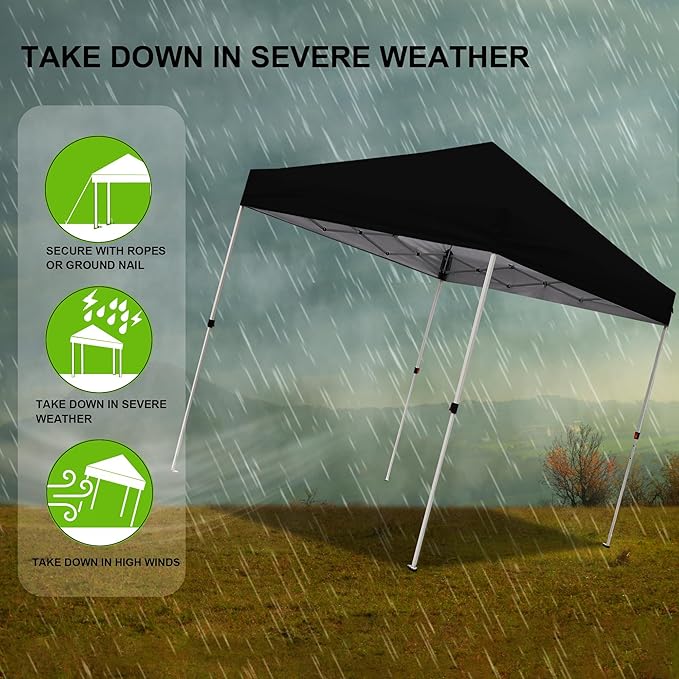 Northroad 8X8 FT Pop Up Canopy, Outdoor Instant Canopy Tent Slant Legs with Carrying Bag, Portable Gazebo Shelter for Wedding Party,Commercial Event,Patio,Garden,Beach -Black
